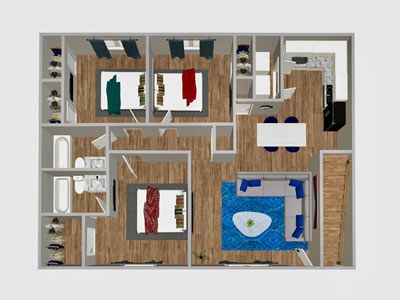 HPA - Three Bedroom / Two Bath - 1,200 Sq. Ft.*